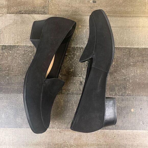 Trotters Women’s Size 12 Monarch Round Toe Loafers Black Suede Block Heel Shoes - Picture 8 of 11